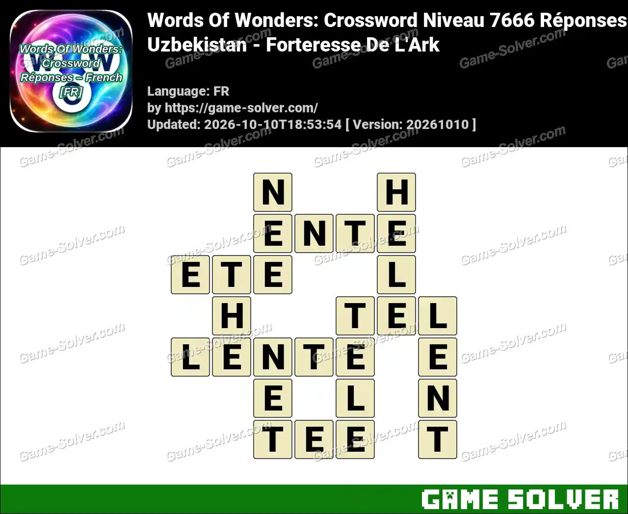 Words Of Wonders: Crossword Niveau 7666 Réponses – Uzbekistan – Forteresse De L’Ark